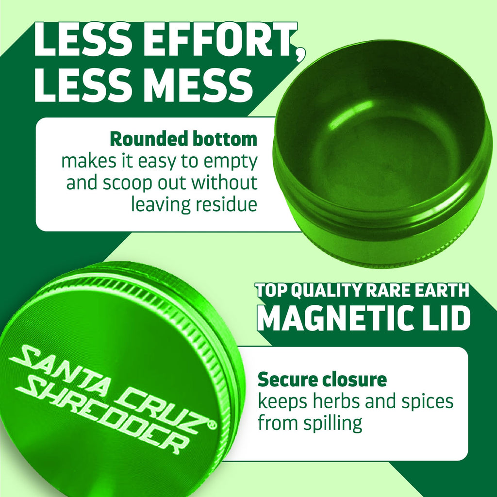 Santa Cruz Shredder 3-Piece Herb Grinder – Medium 2 1/8" Aluminum Green