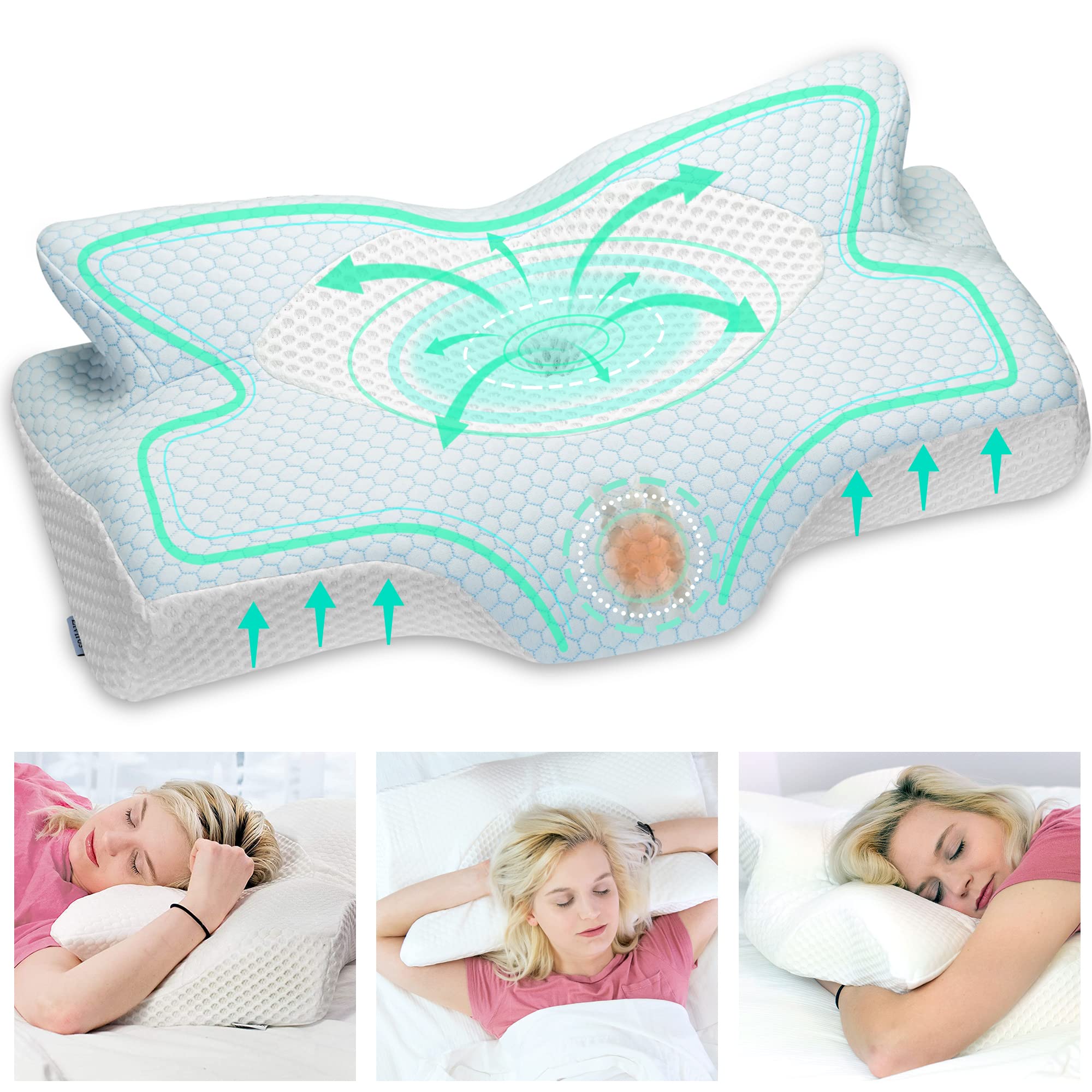 Elviros Cervical Memory Foam Pillow – Orthopedic Neck Support for Pain