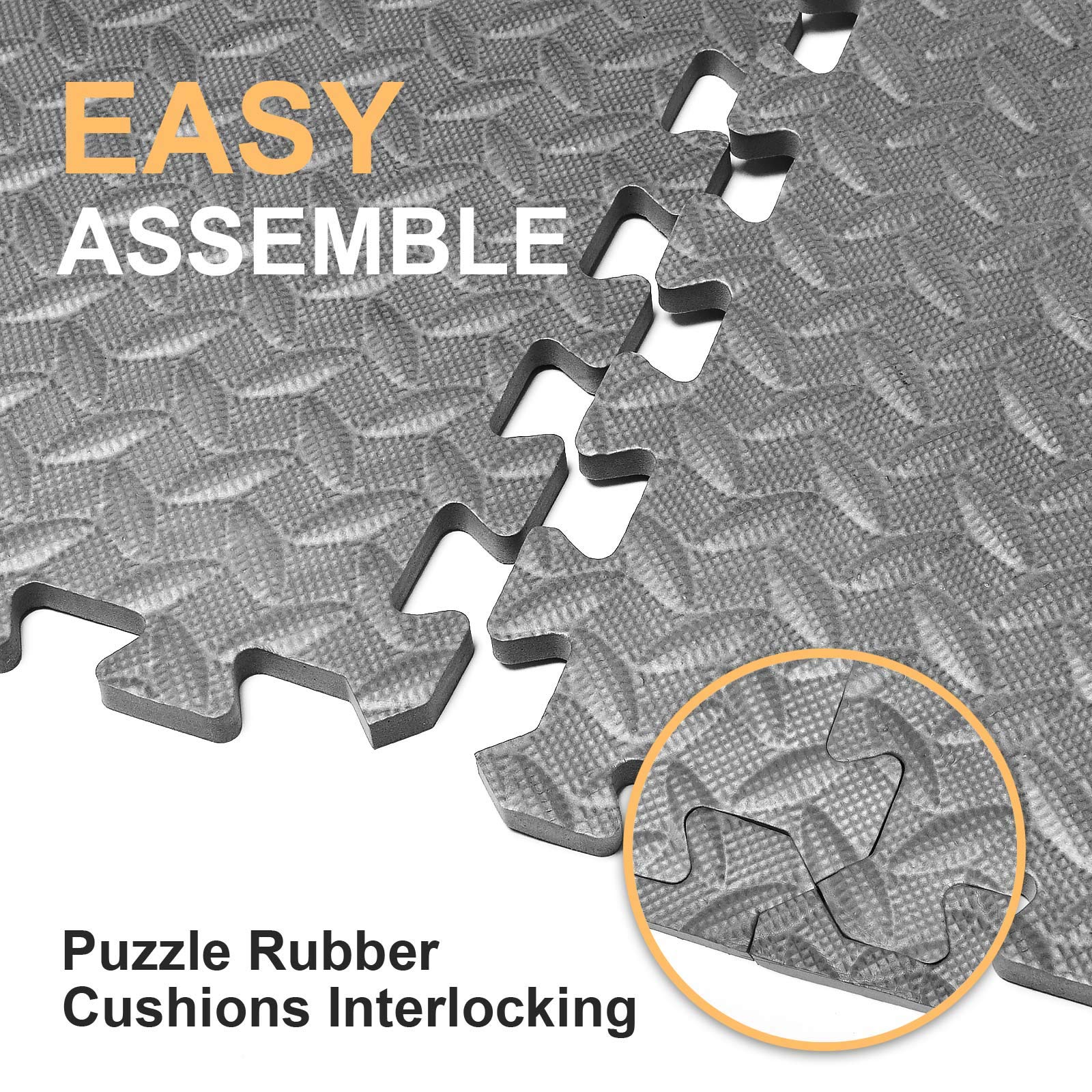 DOOHALO Interlocking EVA Foam Exercise Mat – 12 Tiles, 24 Sq Ft