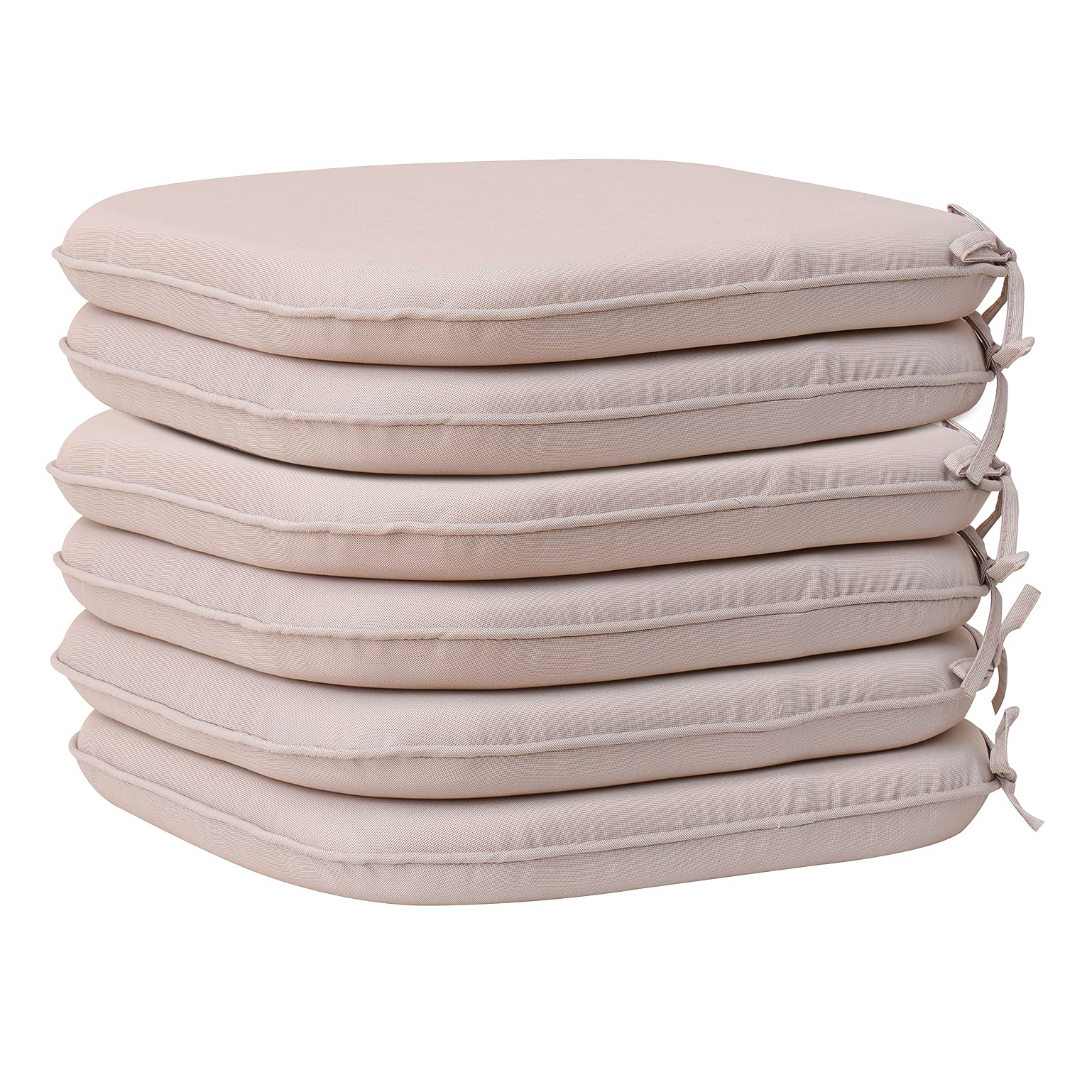 RACE LEAF Waterproof Garden Chair Cushions | Round Seat Pads - 6 Pack