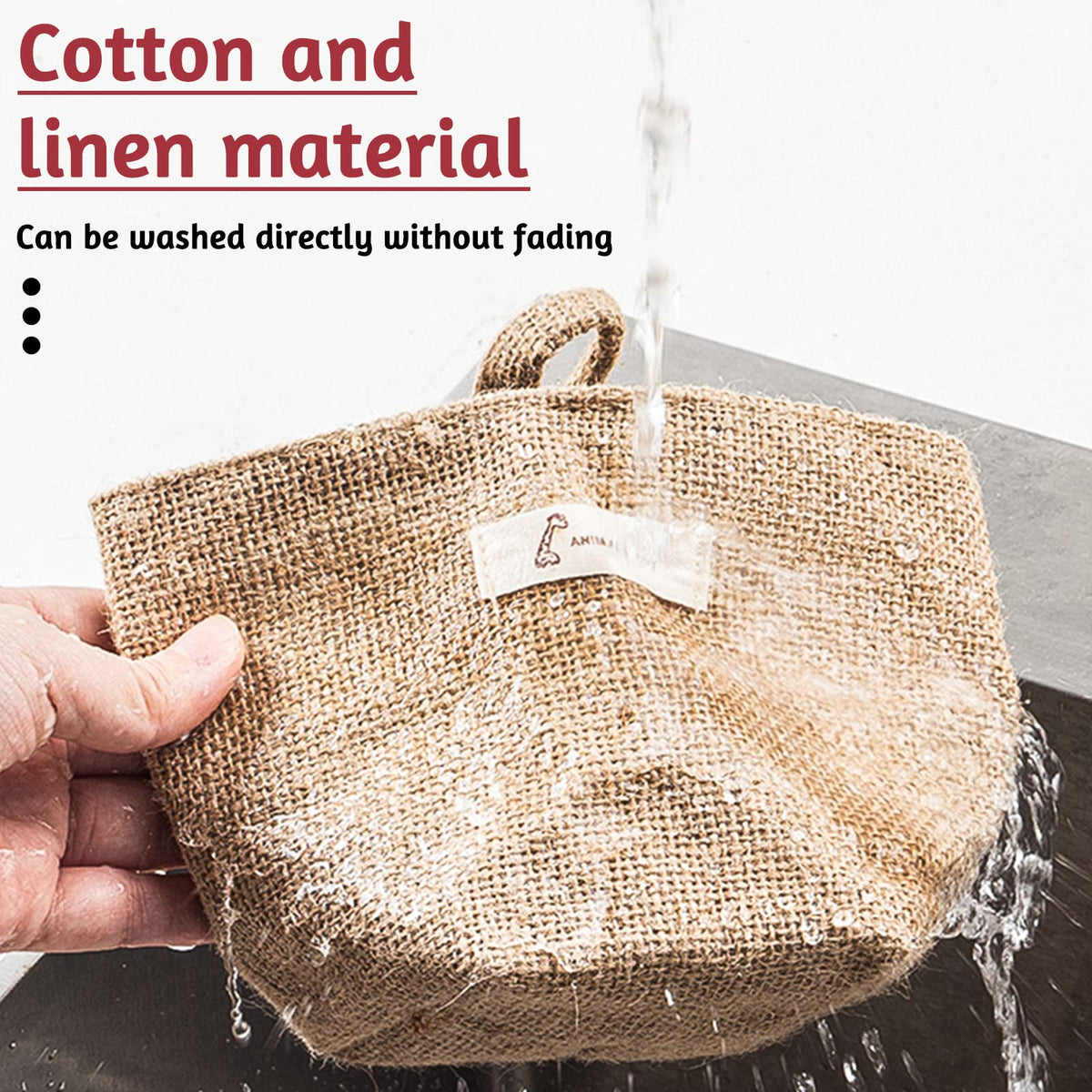 Fahibin Cotton Linen Storage Basket Bag,3pcs Hanging Small Foldable Storage Basket Bag with Handle, Foldable Organizer Decorative Bag for Toys, Keys - image 4