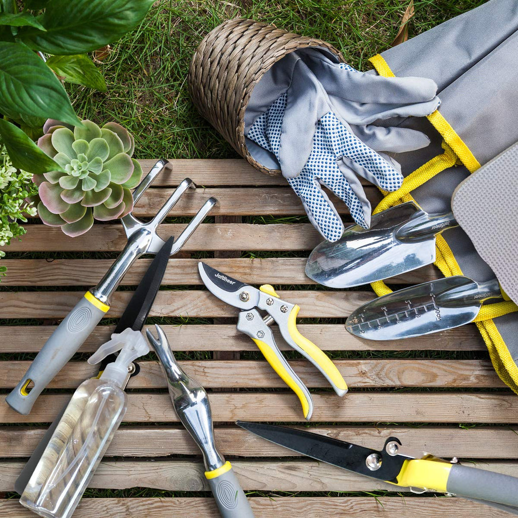 Jardineer 11-Piece Gardening Tools Set with Tote Bag and Kneeling Pad