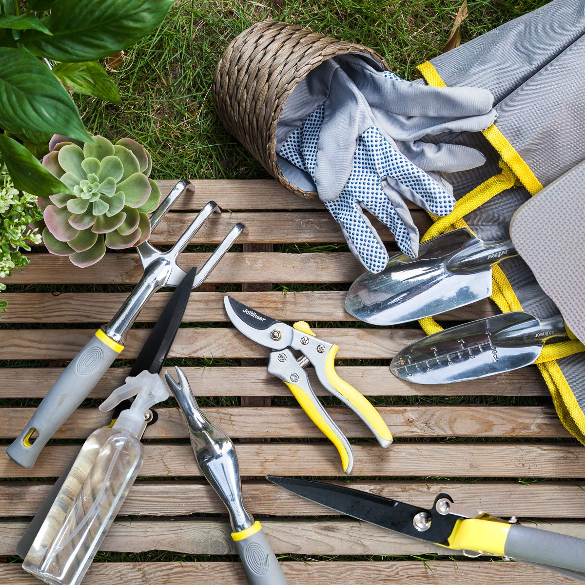 Jardineer 11-Piece Gardening Tools Set with Tote Bag and Kneeling Pad