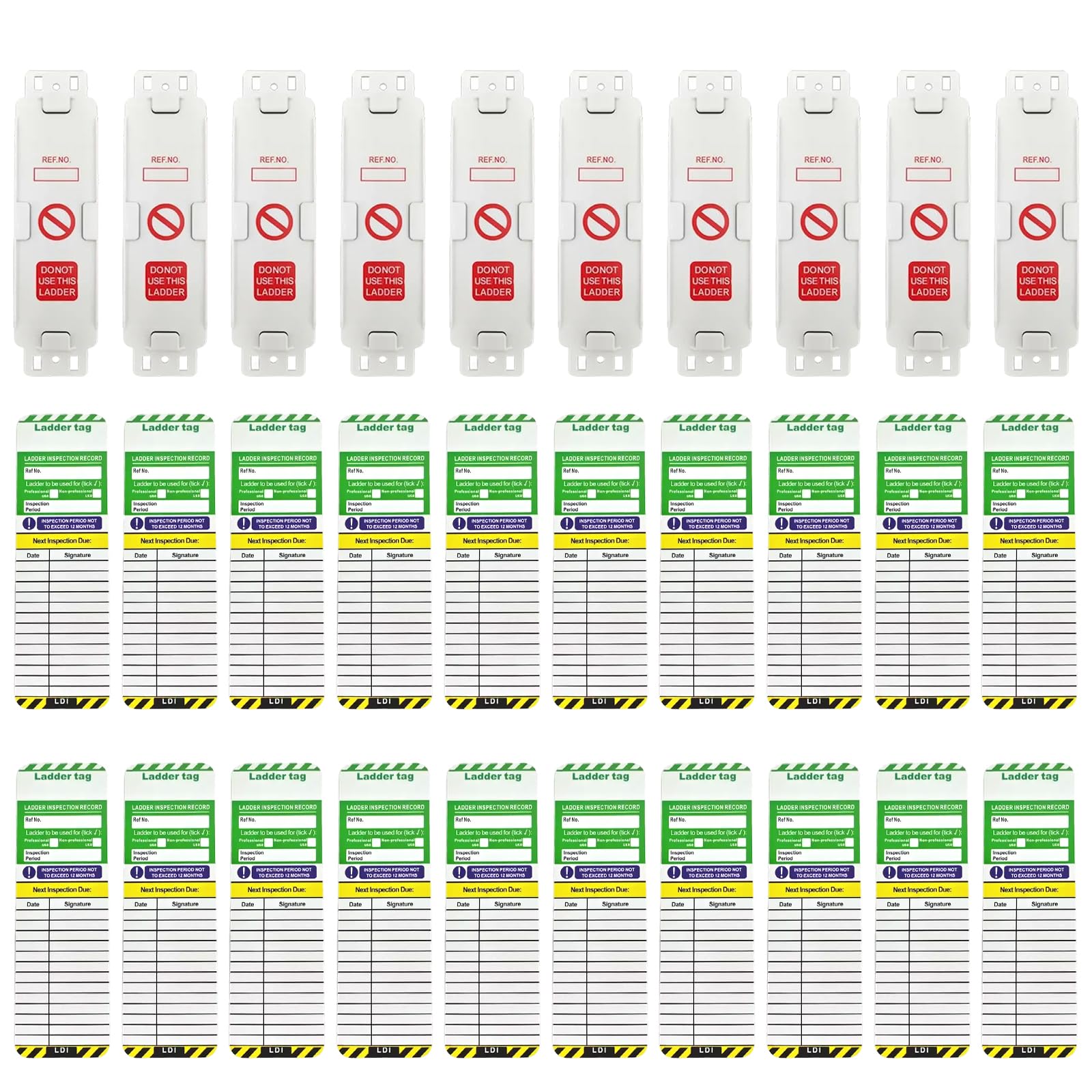 Ladder Inspection Tags – 30 Piece Waterproof WAHR Kit