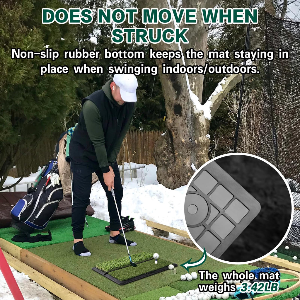 LIBERRWAY Golf Hitting Mat – Foldable Practice Turf with Fairway & Rough