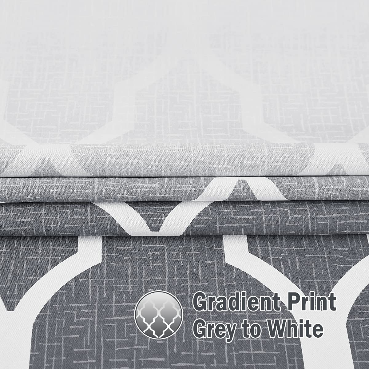 Beauoop Grey Ombre Blackout Curtains – Geometric Thermal Eyelet Drapes