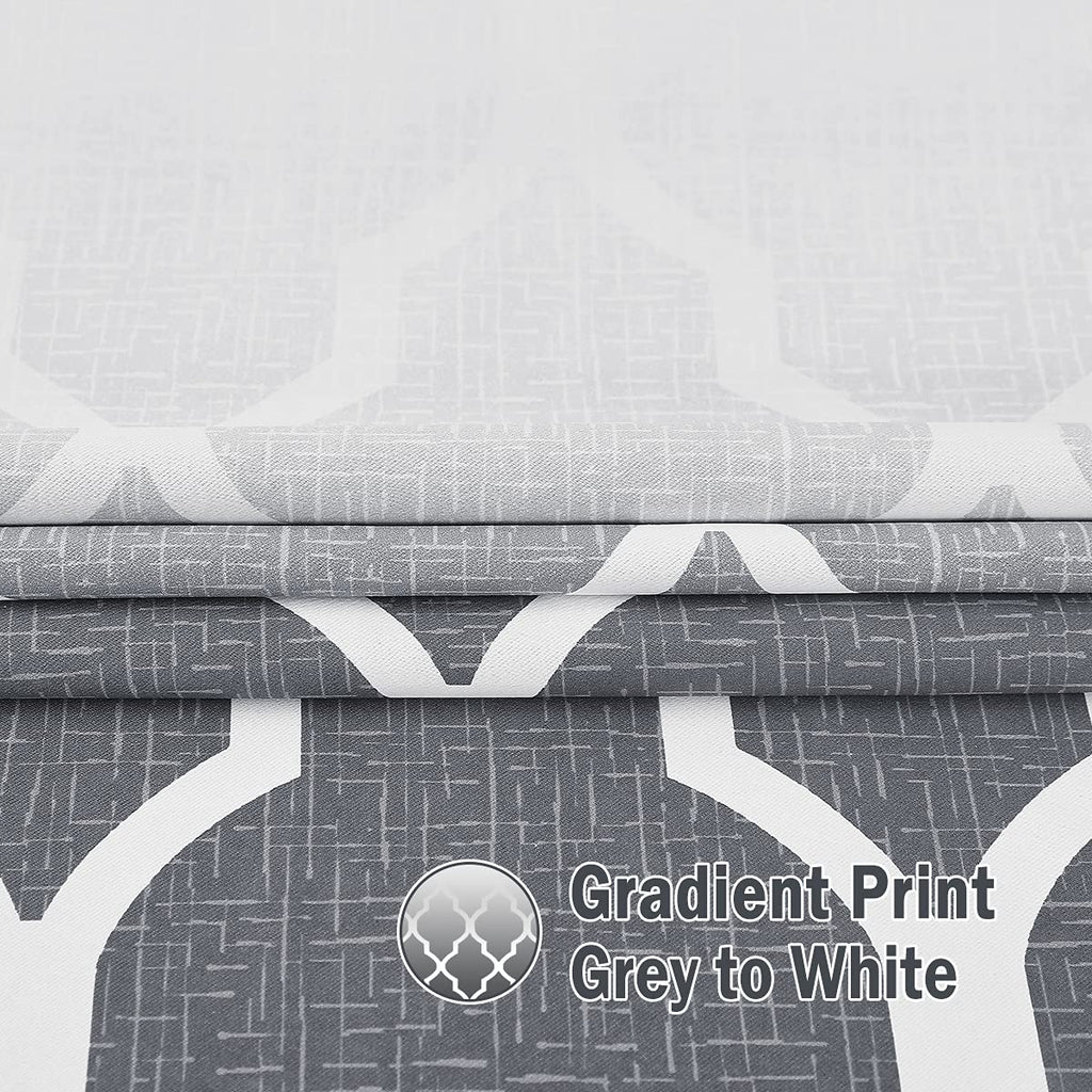 Beauoop Grey Ombre Blackout Curtains – Geometric Thermal Eyelet Drapes