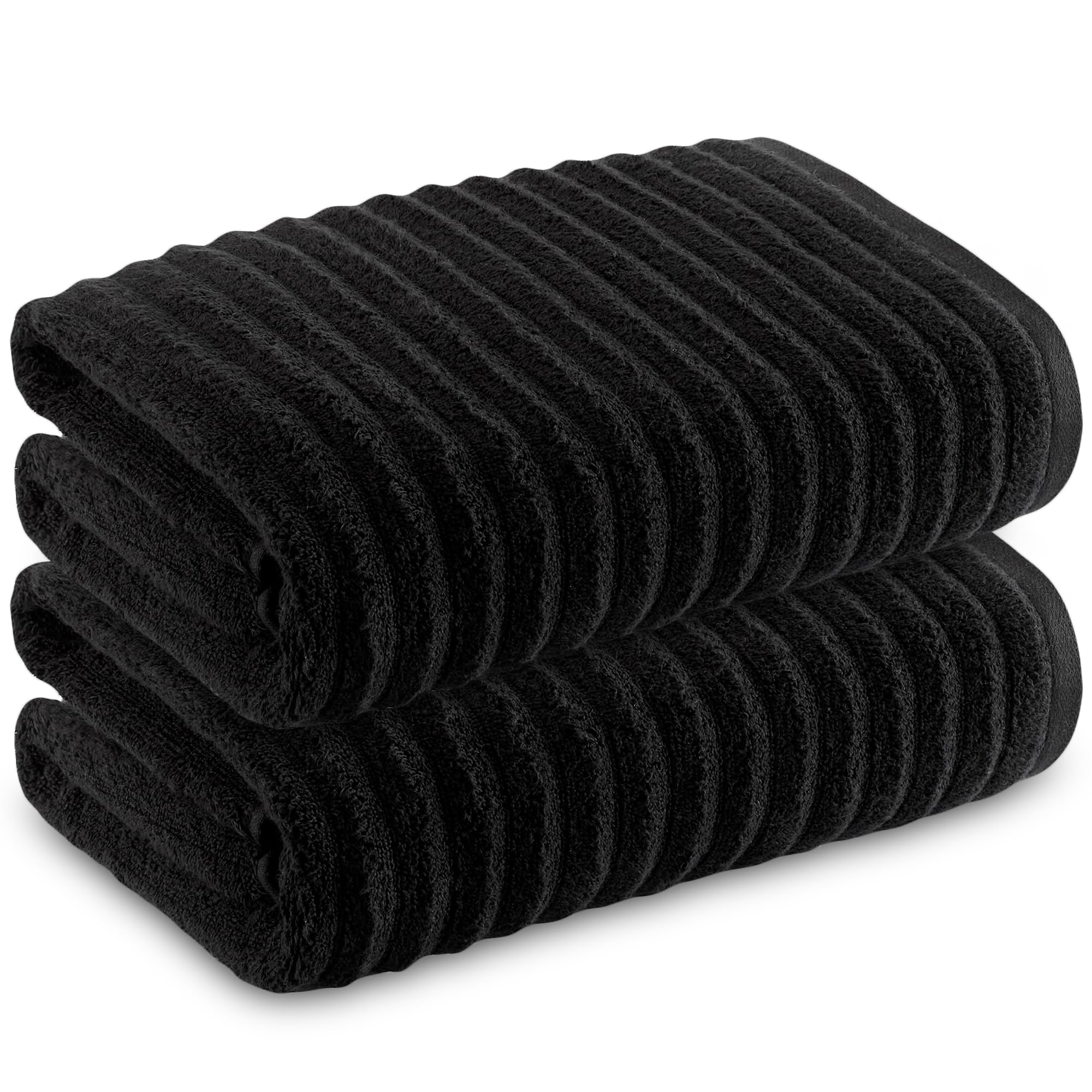 Towelogy Bamboo Extra Large Bath Sheets – 2 Pack Absorbent Black Towels