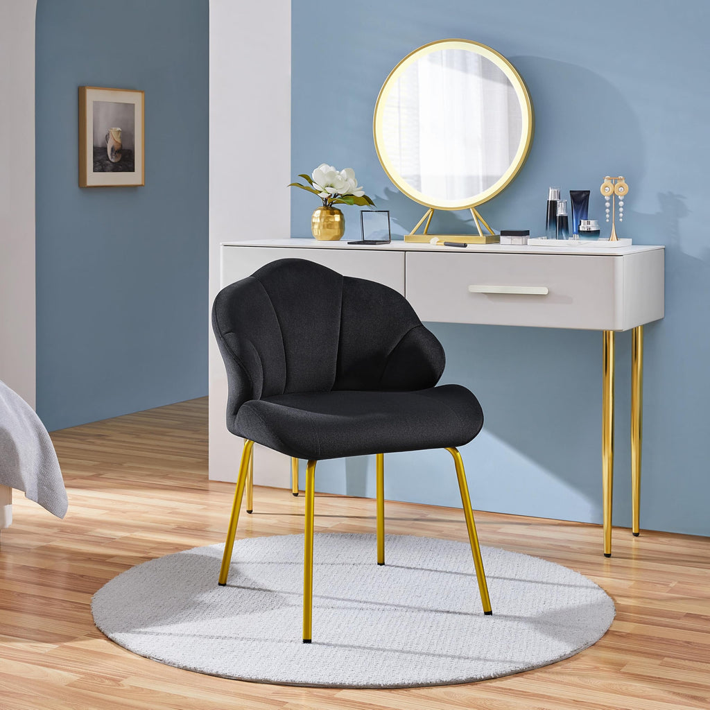 Yaheetech Velvet Armchair Accent Chair w/Shell Shaped Backrest, Black - image 2