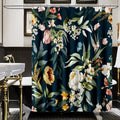 Amaredom Black Floral Shower Curtain | Waterproof Polyester - 183x183cm