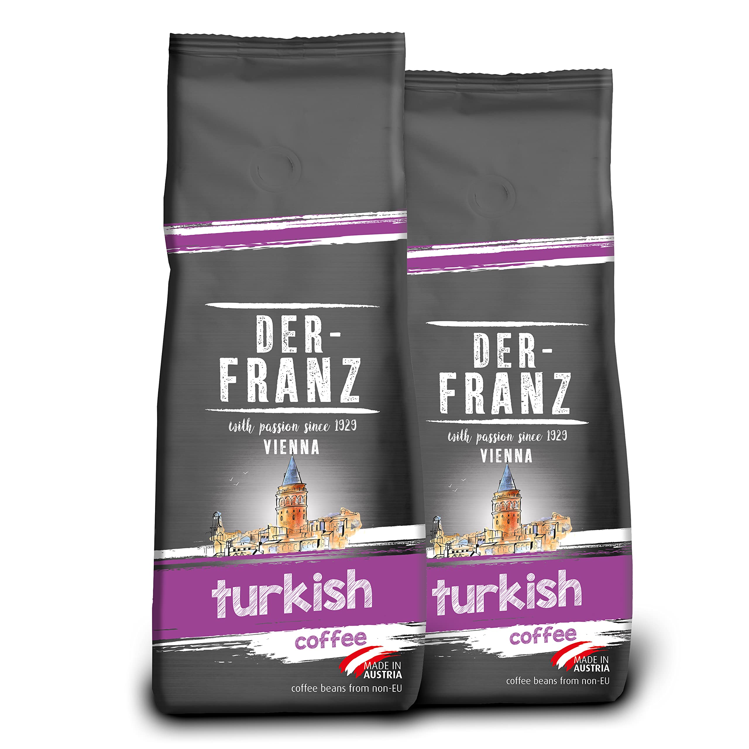 Der-Franz Turkish Coffee – Ground Arabica Mocca Beans, 2 x 500g