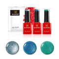 Bluesky Gel Nail Polish Set | Crystal Teals Shimmer & Glitter | 3 x 5ml