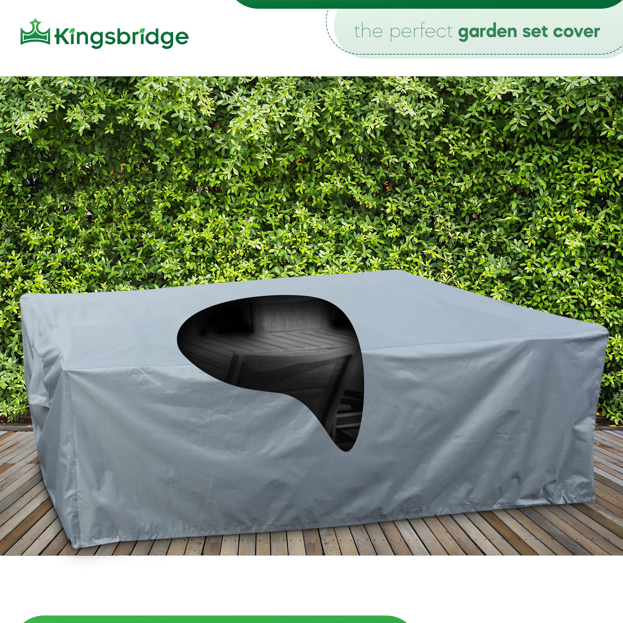 Kingsbridge Rectangular Garden Furniture Cover | 600D Heavy Duty Grey