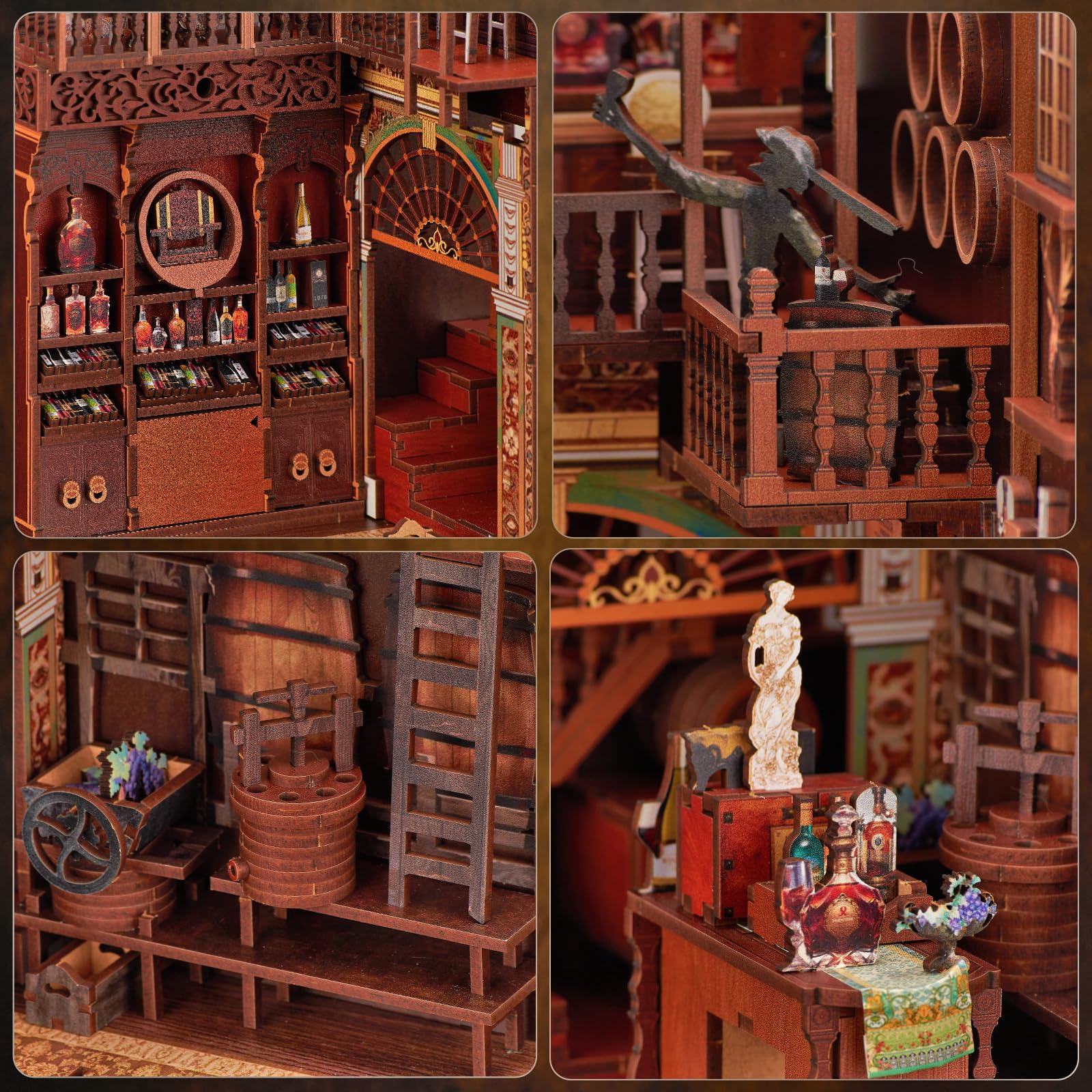 Jolof Store Roaring Twenties Book Nook Kit – 3D Wooden Puzzle with LED