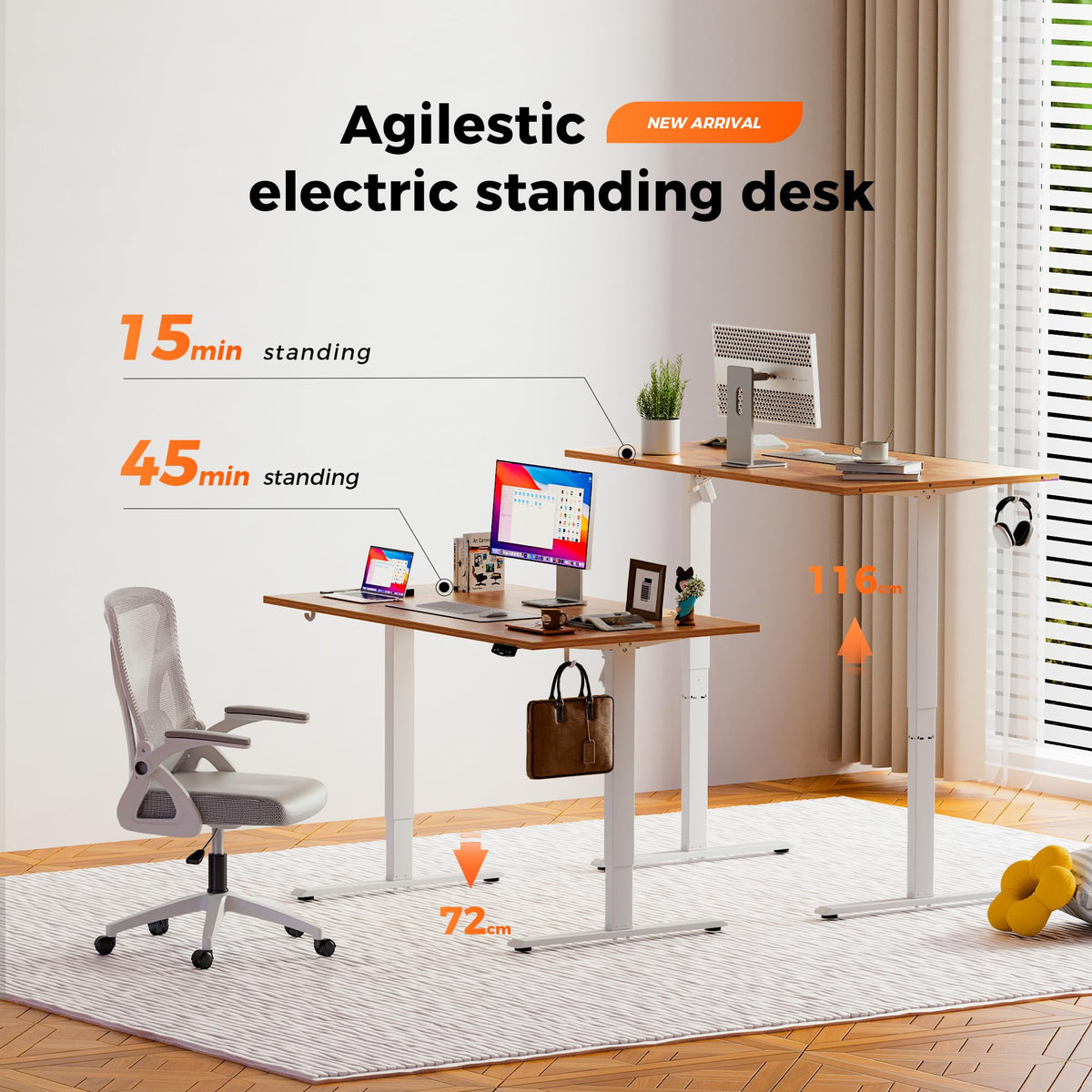 Agilestic Height Adjustable Electric Desk, 2 Memory Height, 120x80cm - image 2