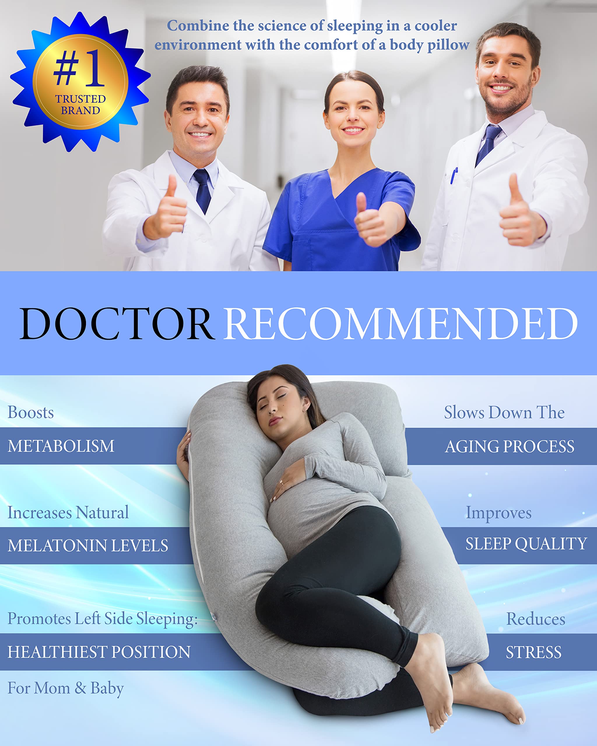 PharMeDoc U-Shape Pregnancy Pillow | Full Body Maternity Support