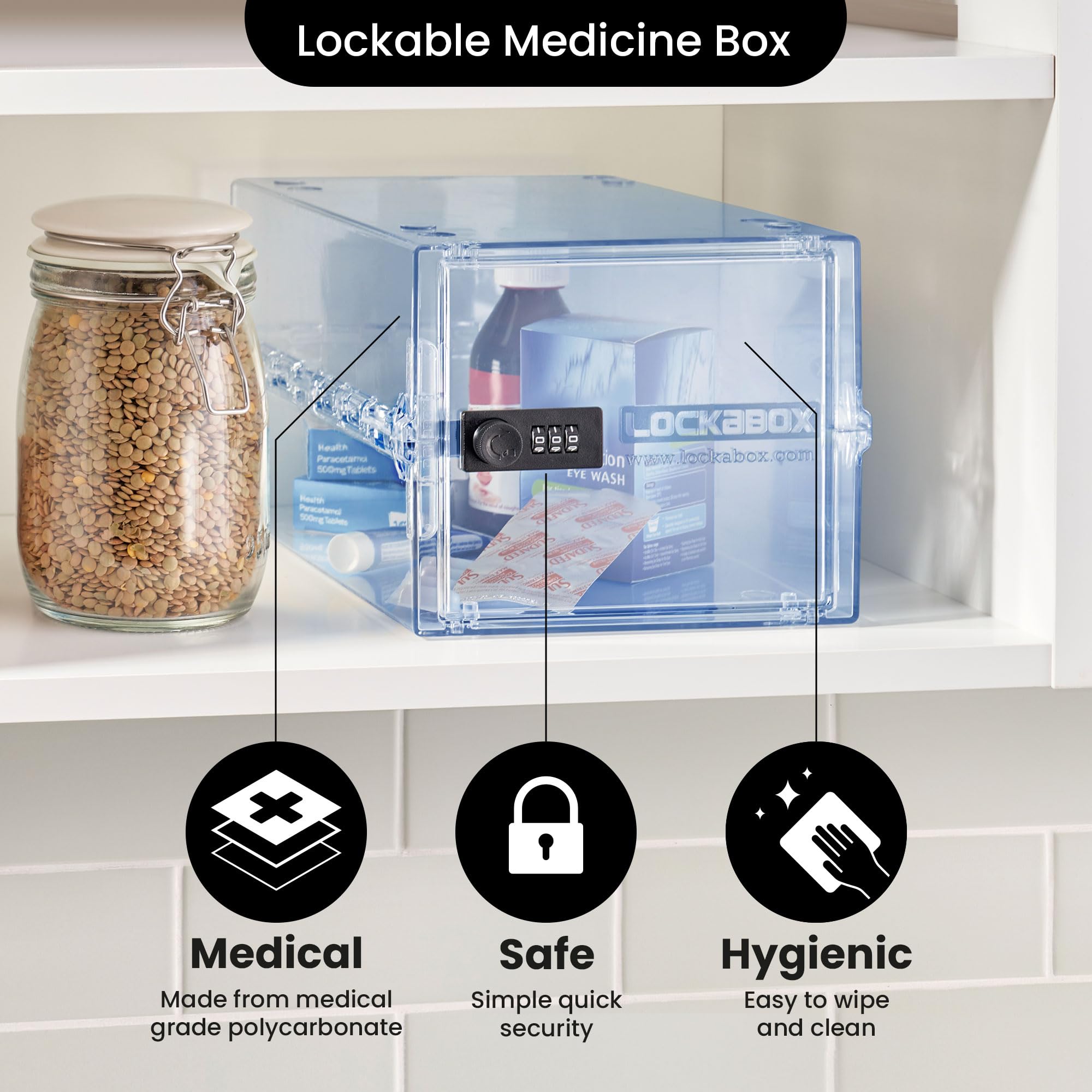 Lockabox One 10L Lockable Storage Box | Medi Blue Combination Medicine Safe