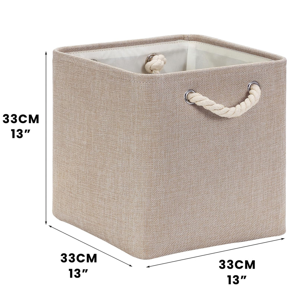 Mangata 33x33x33cm Cube Storage Boxes 4Pcs Light Khaki Foldable Baskets