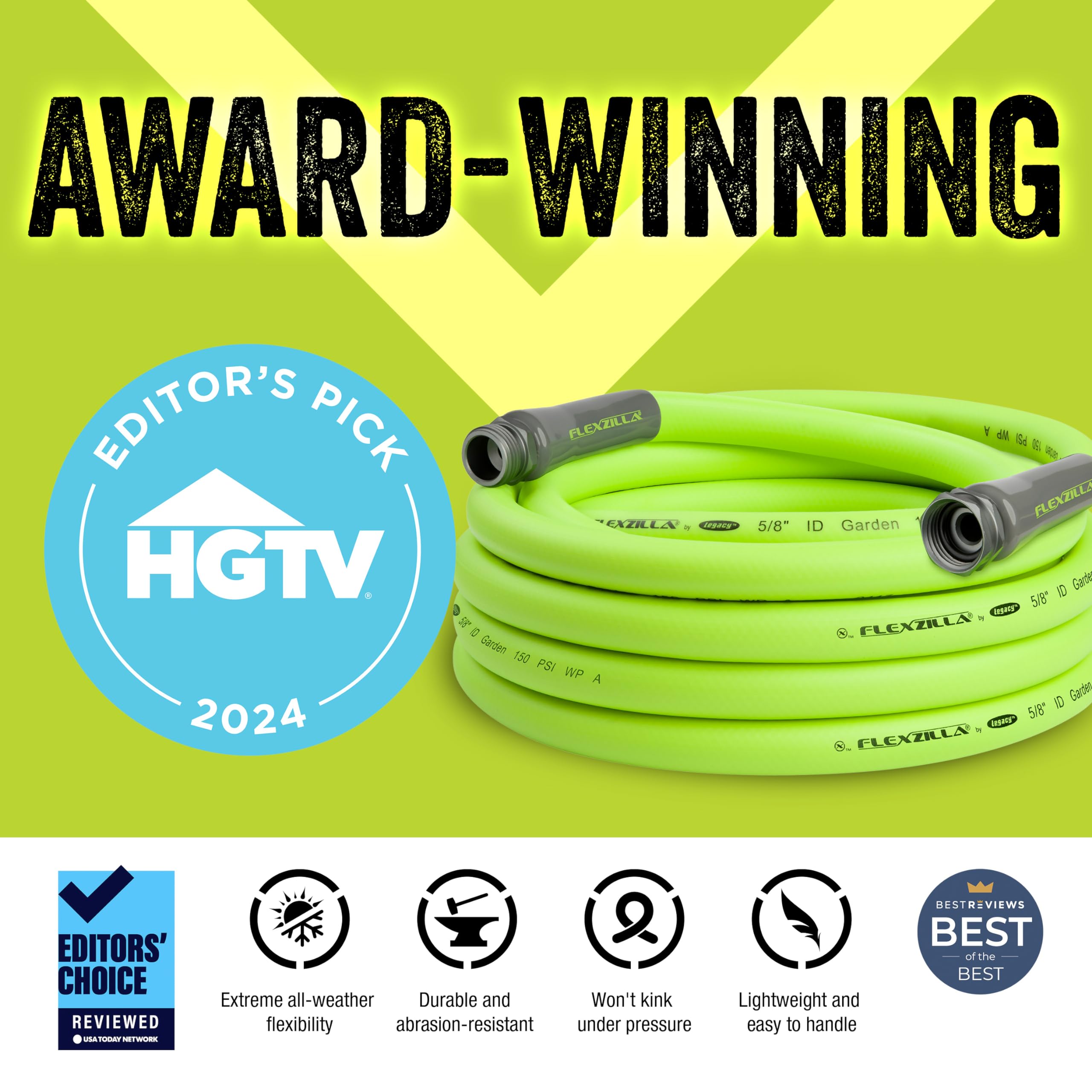 Flexzilla Garden Hose – 5/8 in. x 25 ft Heavy Duty Kink Resistant Green