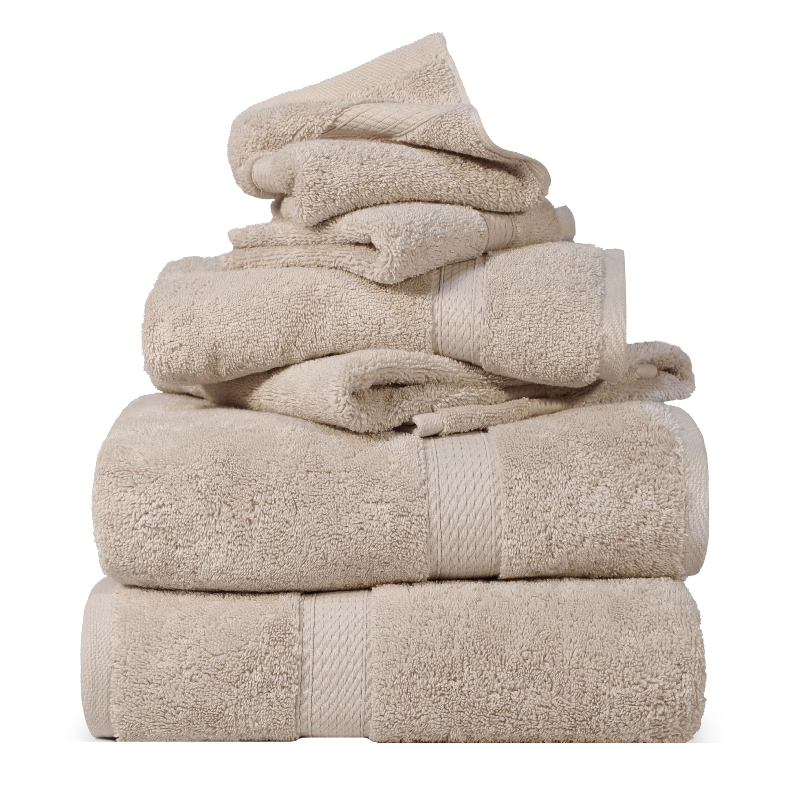 Superior Egyptian Cotton 6-Piece Towel Set – Plush Stone Grey Bathroom Set