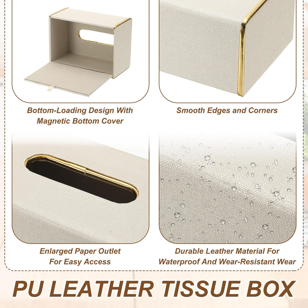 sourcing map Tissue Box Cover, Rectangle Modern Tissue Box Holder with Magnetic Closure for Living Room Bedroom Office Hotel Desk