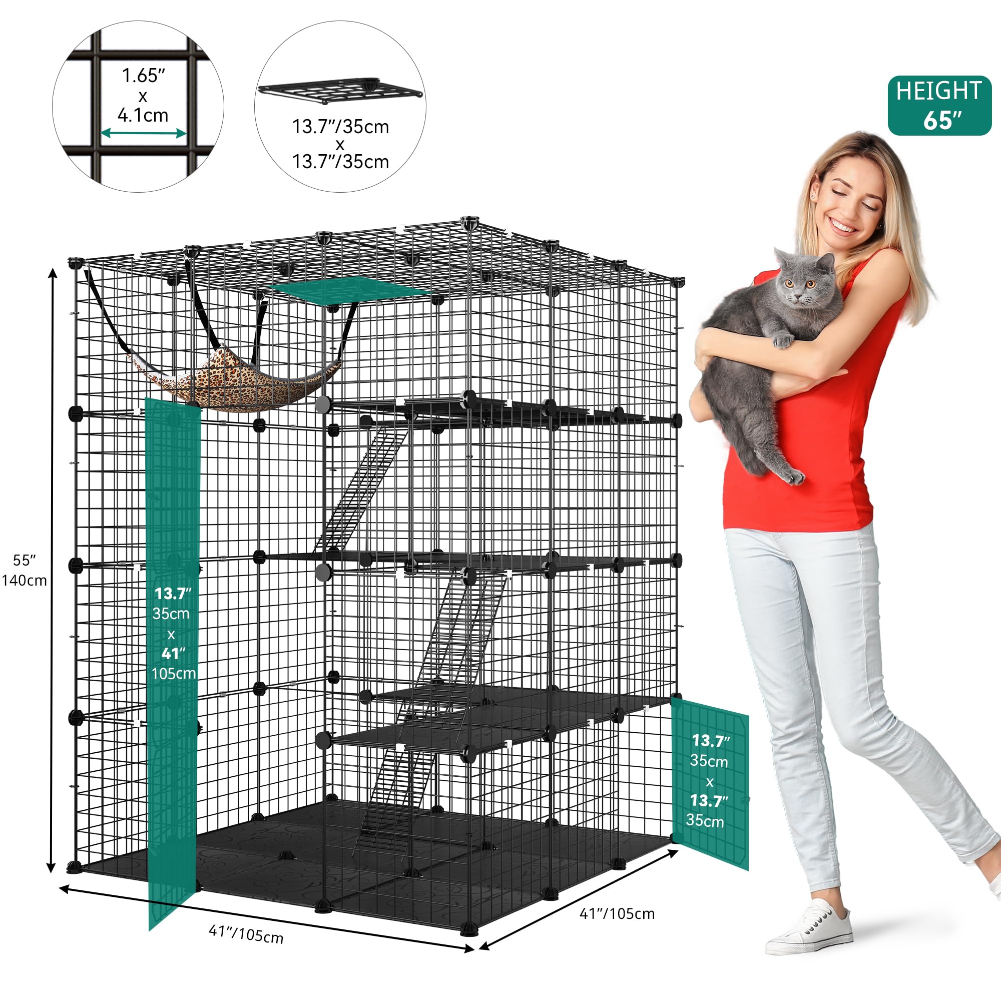 YITAHOME 4-Tier Large Cat Cage – Metal Wire Enclosure with Hammock