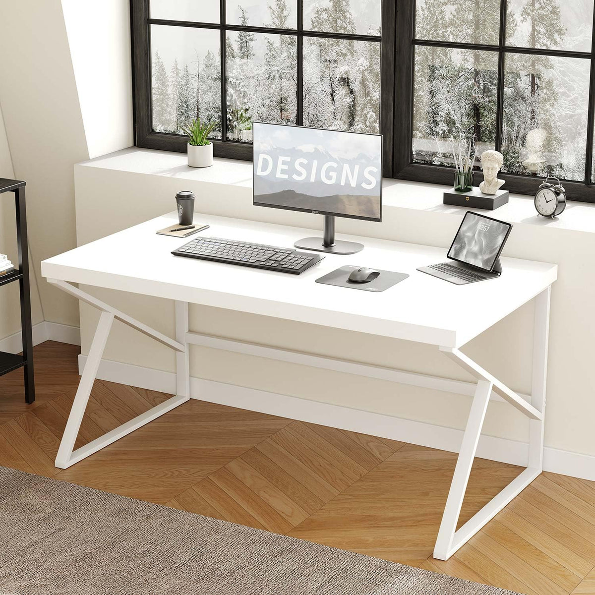 HSH Computer Desk Gaming Office Table for Home Bedroom 140cm White Oak - image 1