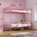 XINBEDEU 3FT Single Metal Bunk Bed Frame | Twin Over Twin - Pink