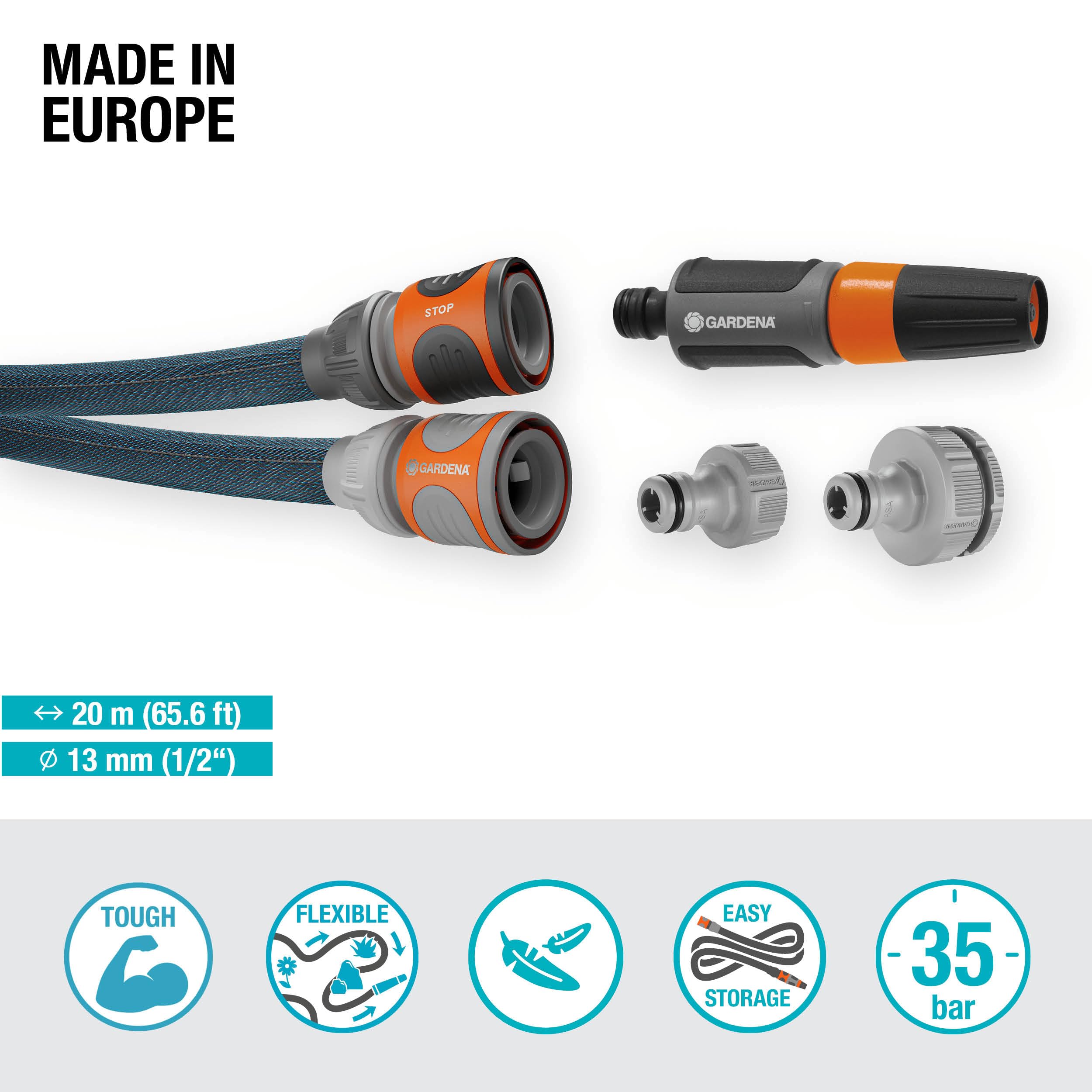 Gardena Liano Xtreme Textile Garden Hose – 20m Set with 1/2 Inch PVC
