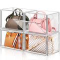 LINYAPRY 4-Pack Stackable Acrylic Handbag Organizer with Magnetic Door