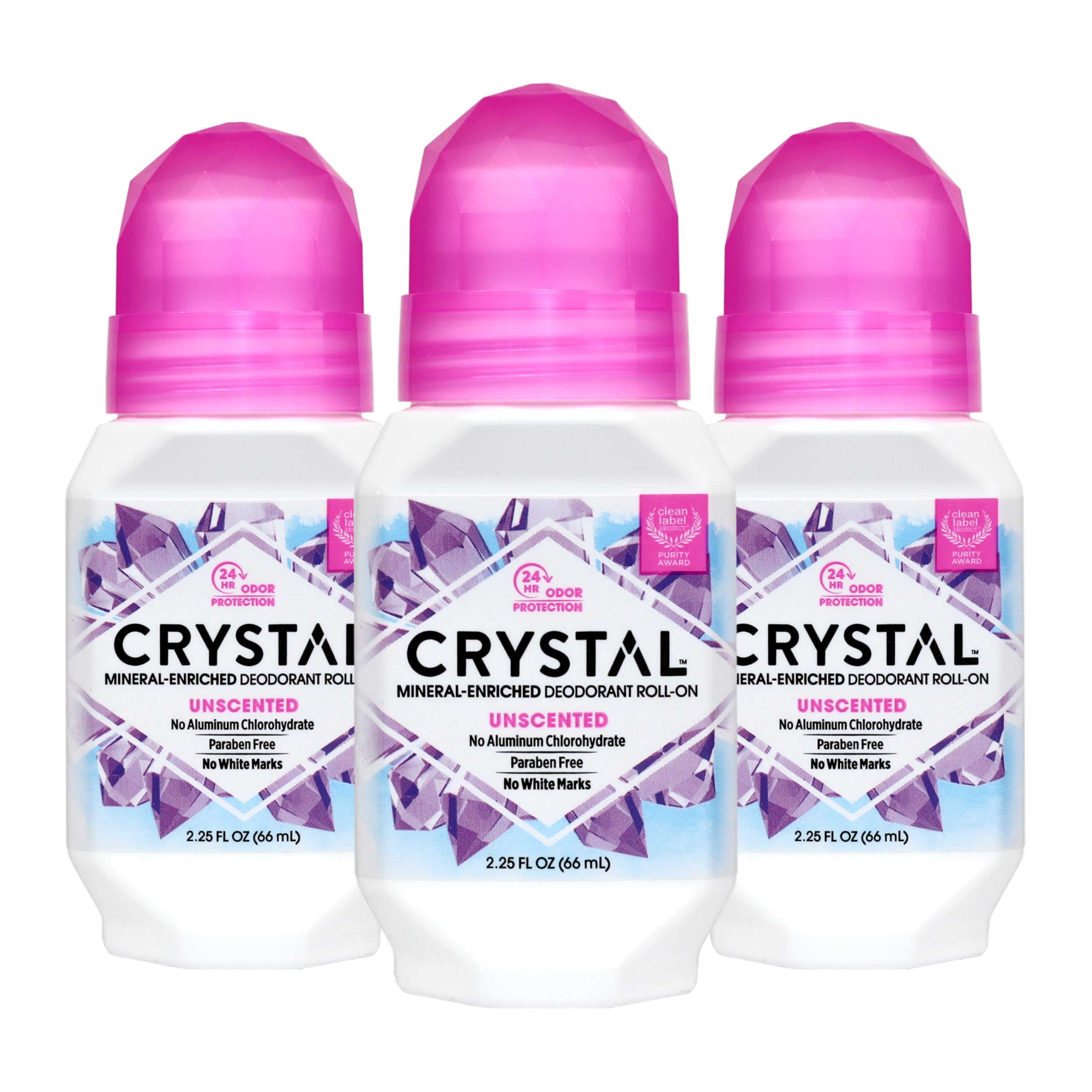 Crystal Mineral Deodorant Roll-On – Unscented Aluminum-Free (3 Pack)