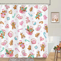 Bonhause Pink Gingerbread Man Christmas Shower Curtain | 180x180cm Waterproof