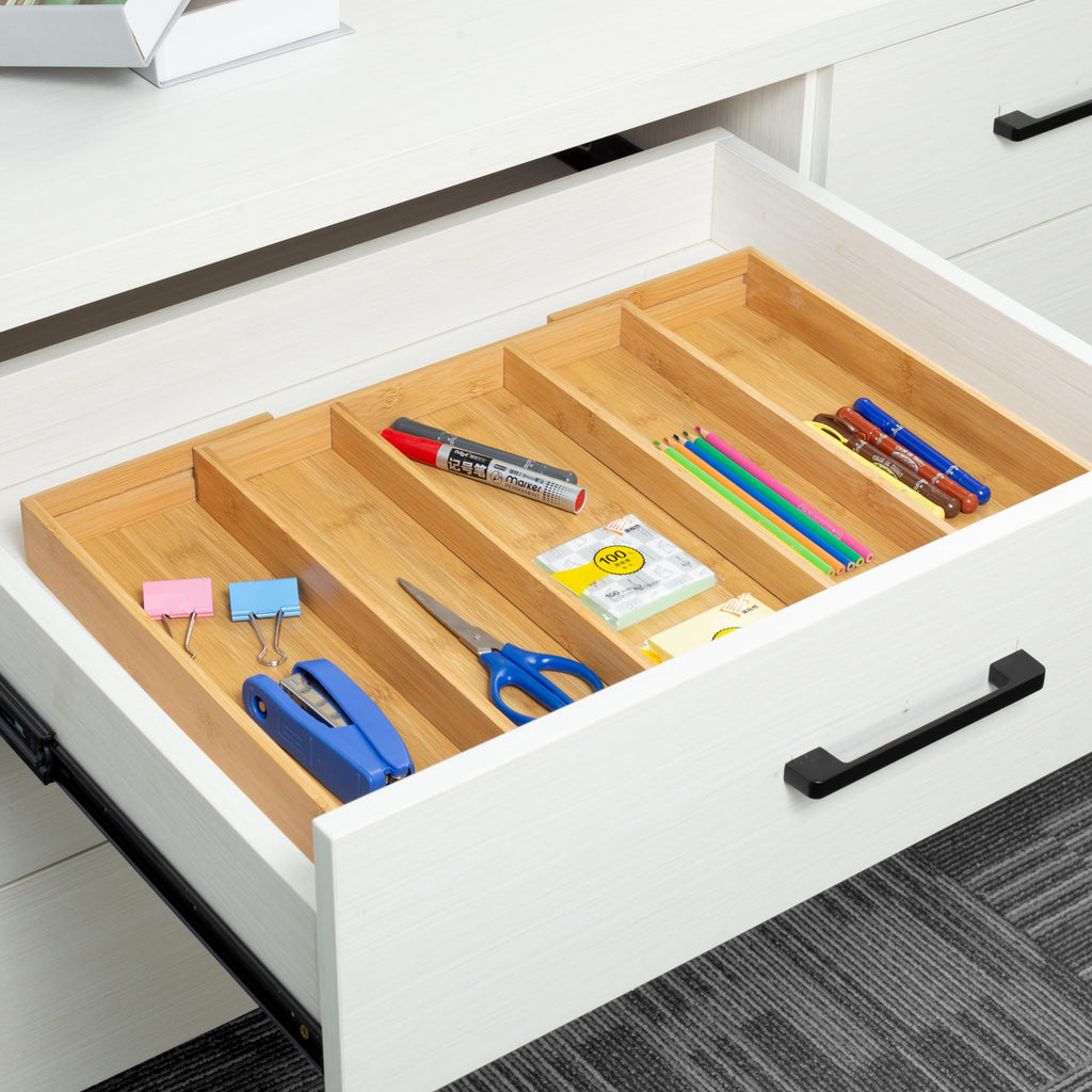 Utoplike Bamboo Cutlery Tray | Expandable Drawer Organiser for Silverware
