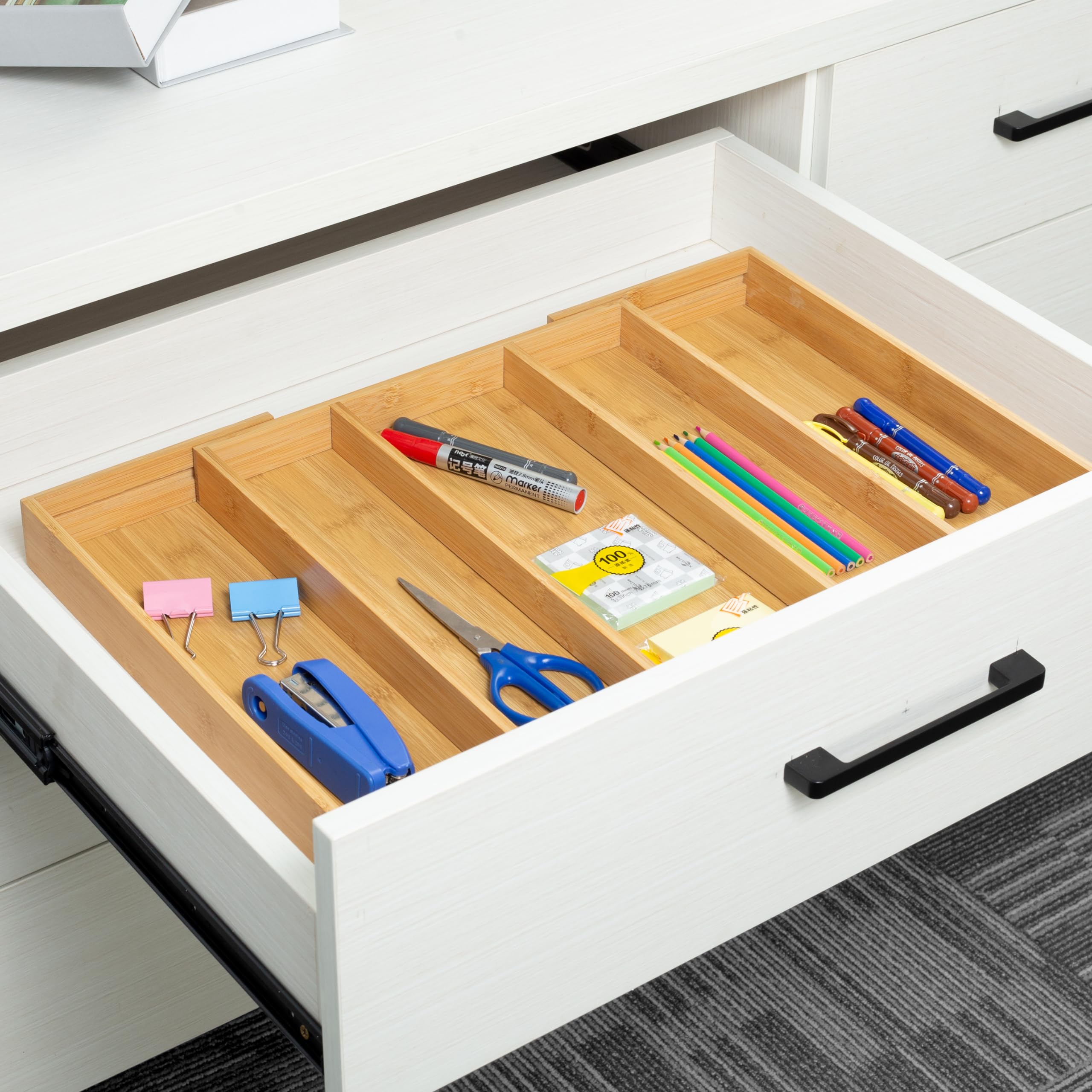 Utoplike Bamboo Cutlery Tray | Expandable Drawer Organiser for Silverware