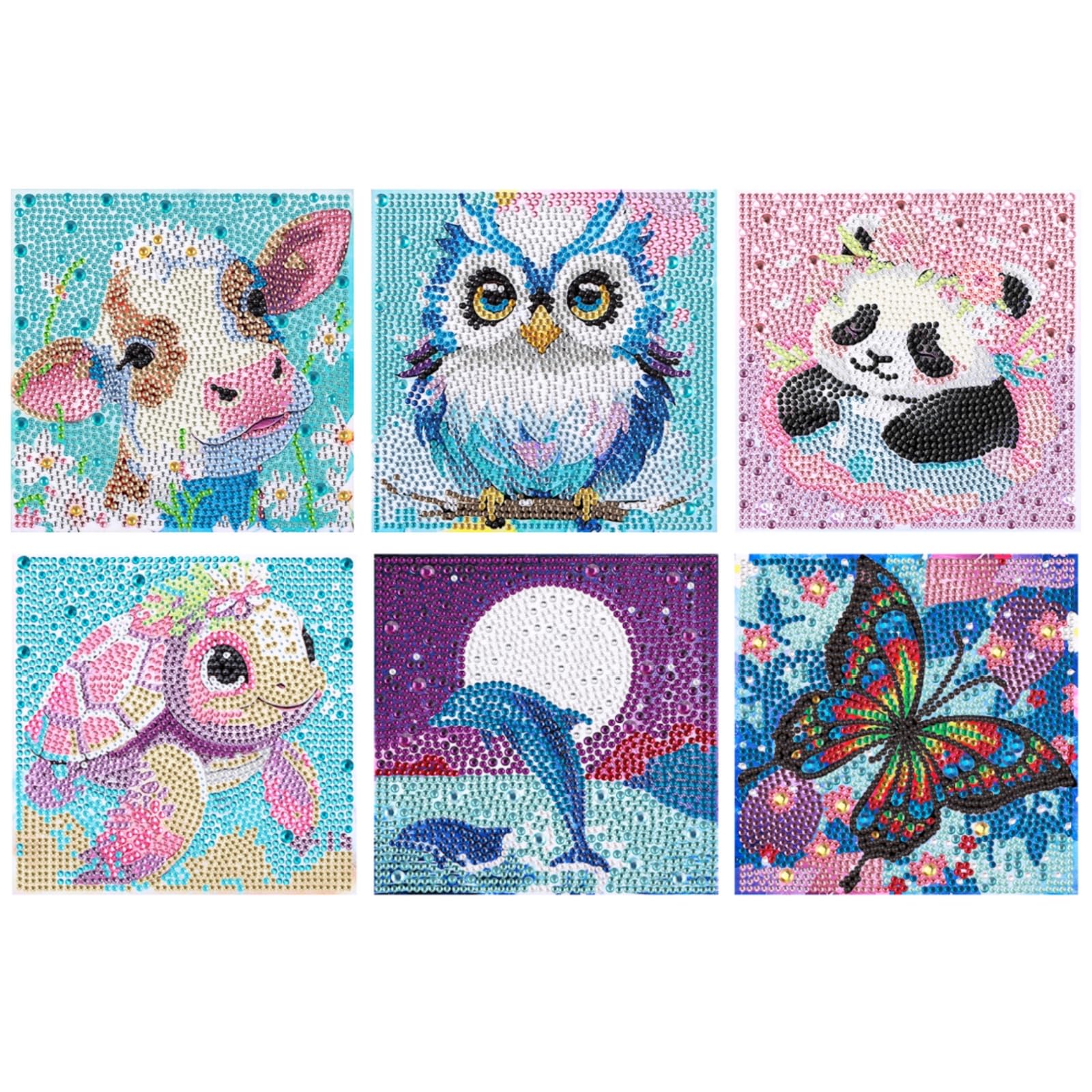 Kssvzz 6 Pack 5D Diamond Painting Kit for Kids – Cartoon Animal Art