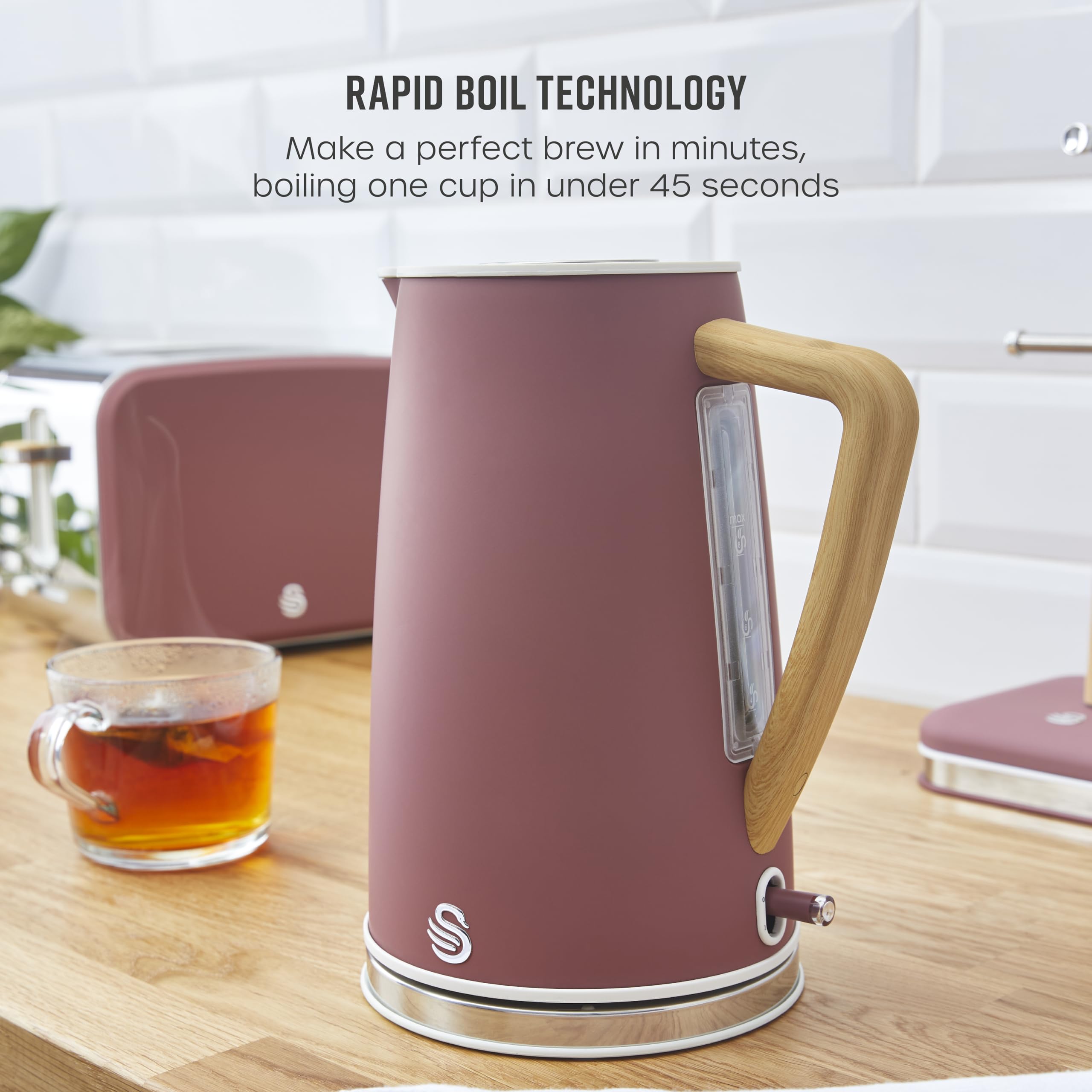 Swan Nordic Cordless Electric Kettle | 1.7L Rapid Boil | Fuchsia Rose