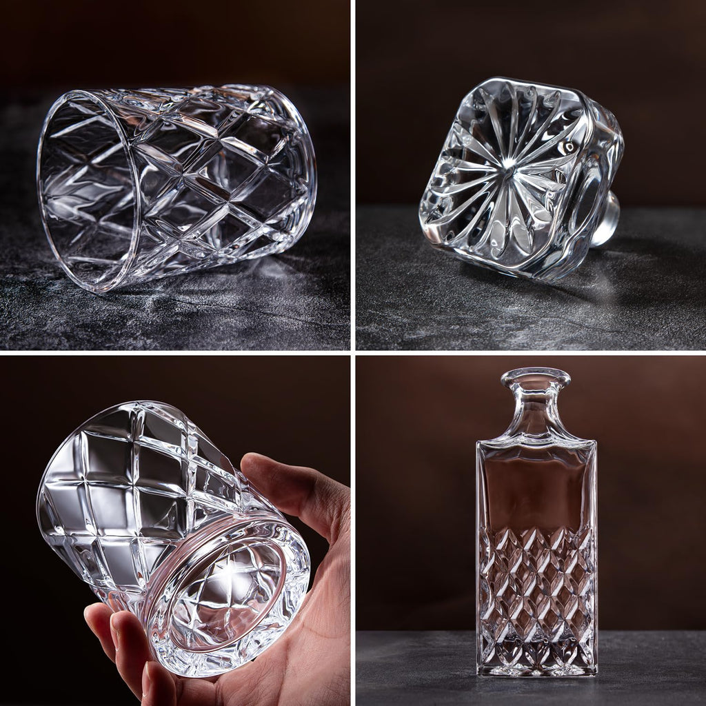 Lighten Life Whiskey Decanter Set | 849ml Bourbon Carafe with 4 Glasses