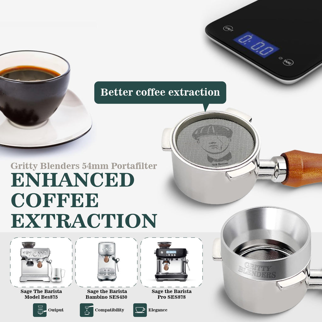 Gritty Blenders 54mm Bottomless Portafilter for Sage Breville Barista