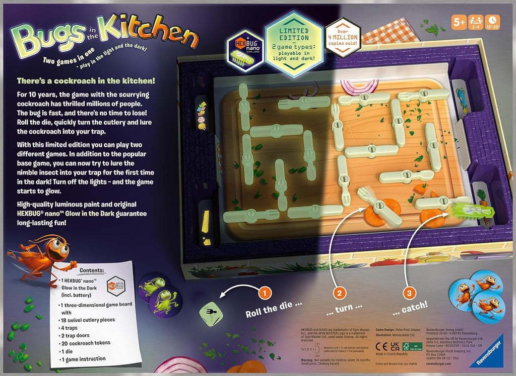 Ravensburger Bugs in the Kitchen Glow in the Dark Hexbug Board Game