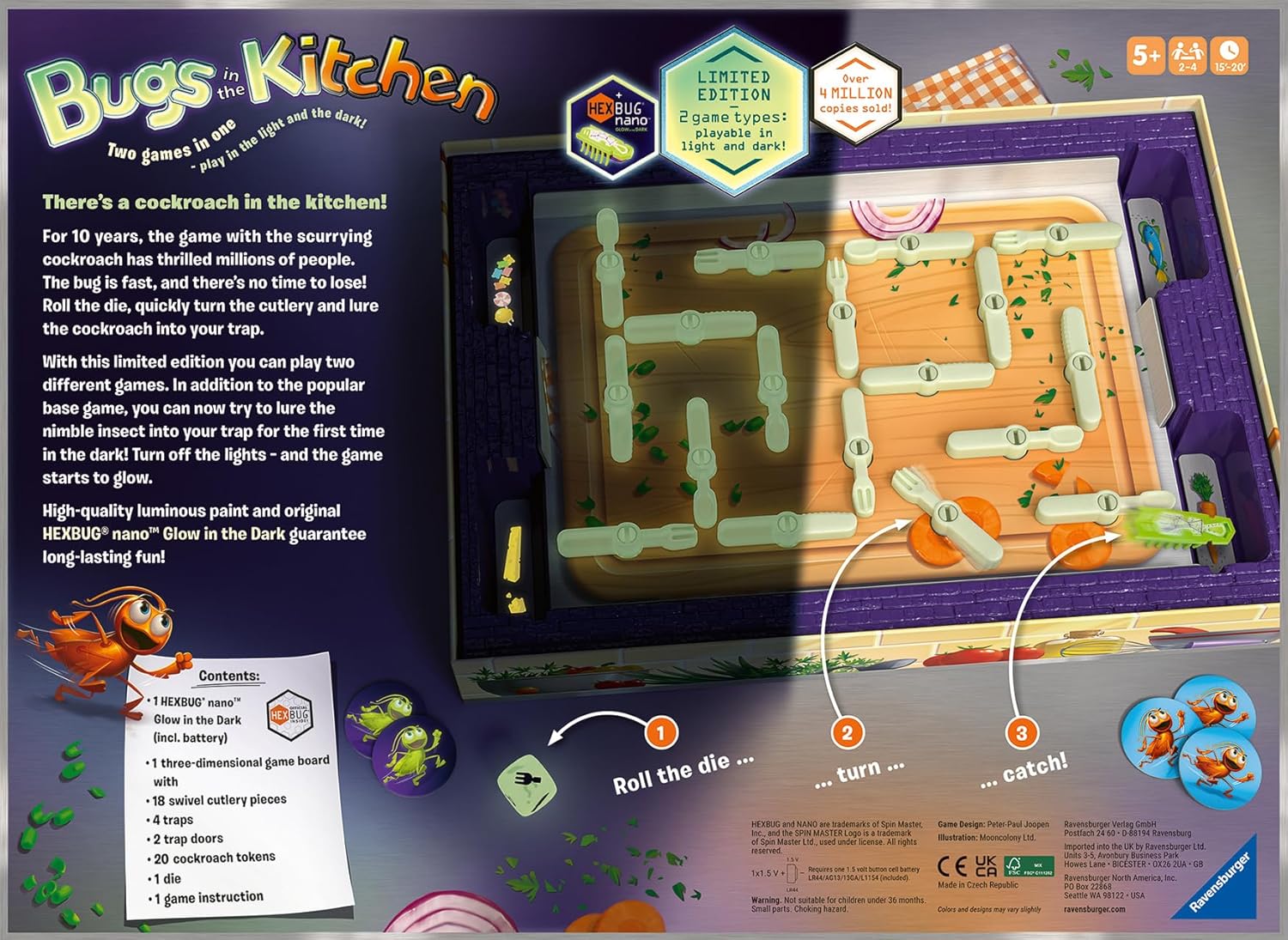 Ravensburger Bugs in the Kitchen Glow in the Dark Hexbug Board Game