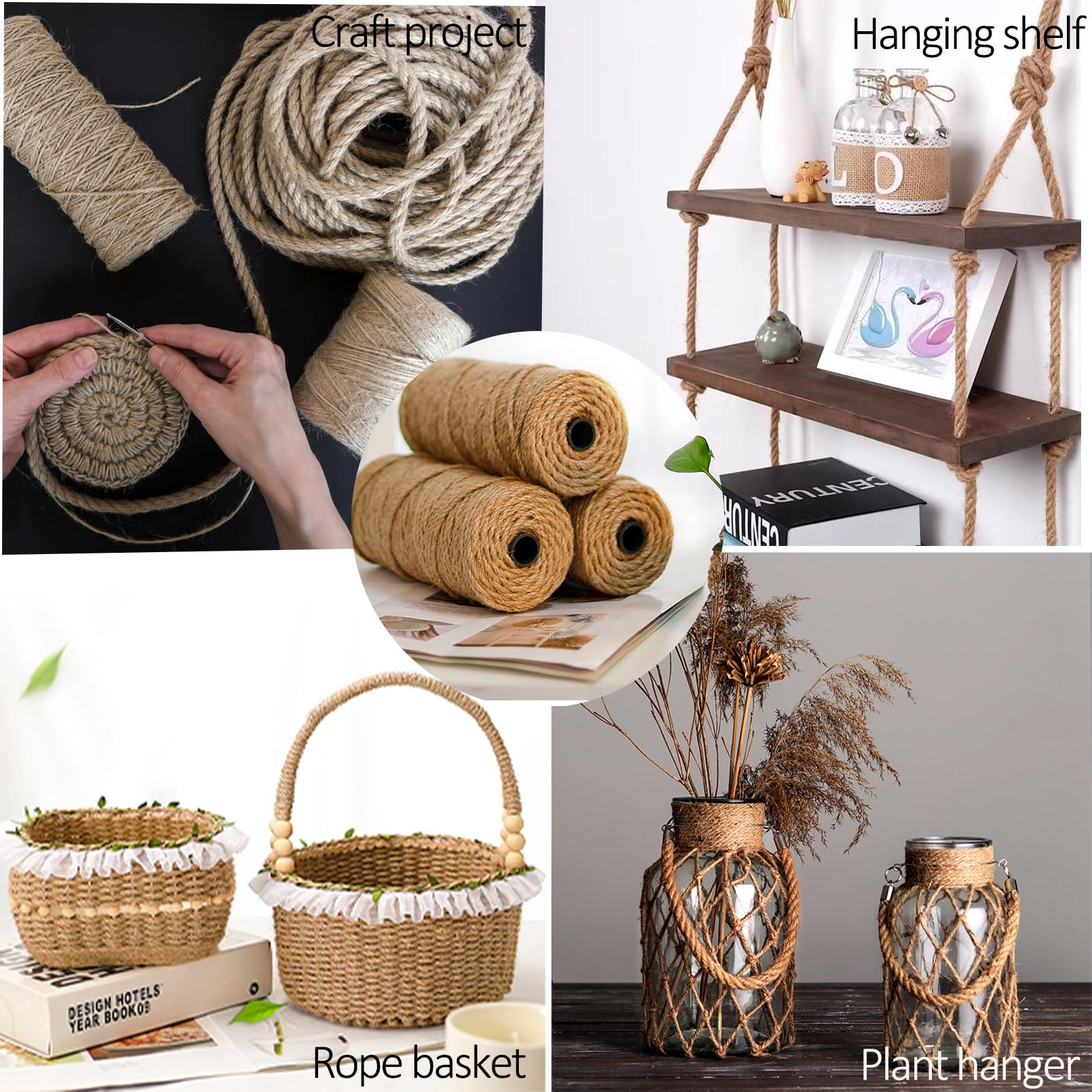 Aoneky Natural Sisal Rope for Cat Scratching Post Repair – 8mm x 164FT