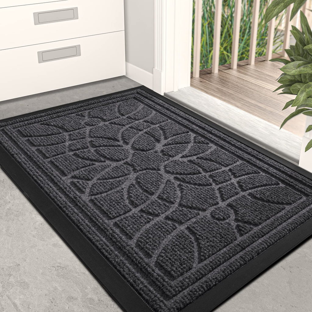 DEXI Door Mat | 60x90cm Heavy Duty Non-Slip Entrance Rug - Grey