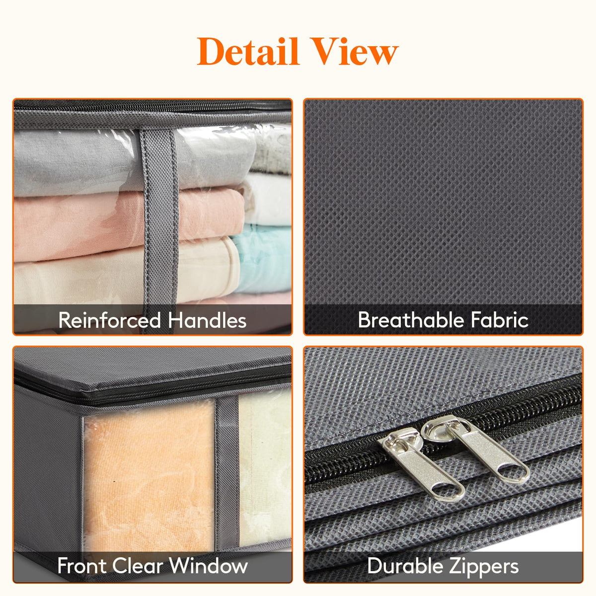 Lifewit 3 Pack Under Bed Storage,65L Clothes Storage Bags with Clear Window - image 3