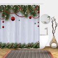 Abaysto Christmas Rustic Wood Shower Curtain | Waterproof Fabric 180x180cm
