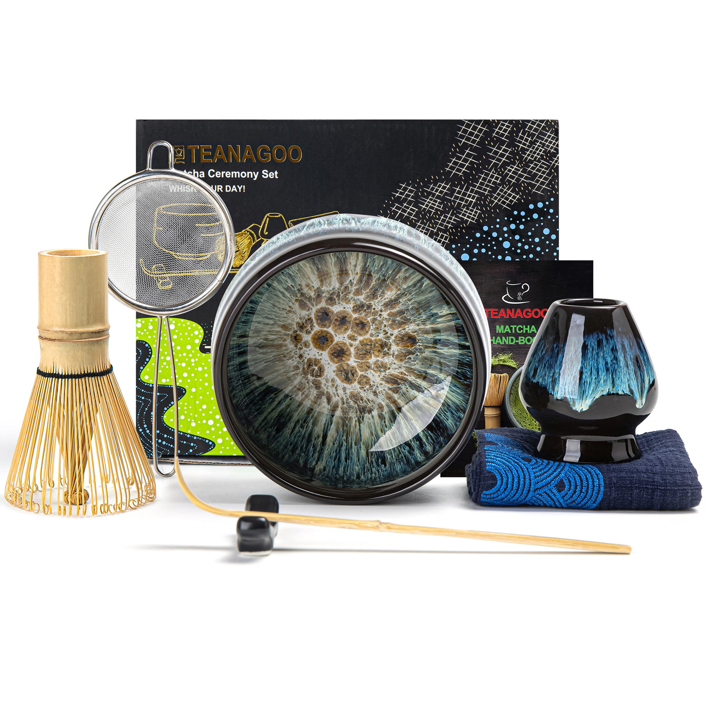TEANAGOO 7-Piece Matcha Tea Set with Bamboo Whisk and Ceramic Bowl