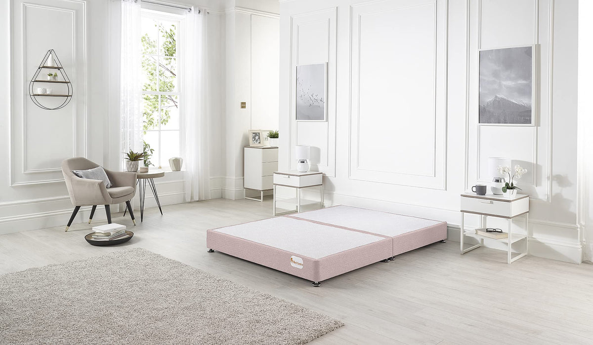 Bed Centre Platform Divan Bed Covered in Luxury Plush, Linen and Tweed Fabric Charcoal Linen, Double 135 x 190cm