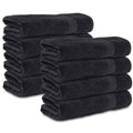 Komfortec Set of 8 Hand Towels | 100% Cotton Terry Cloth | Black, 50x100cm