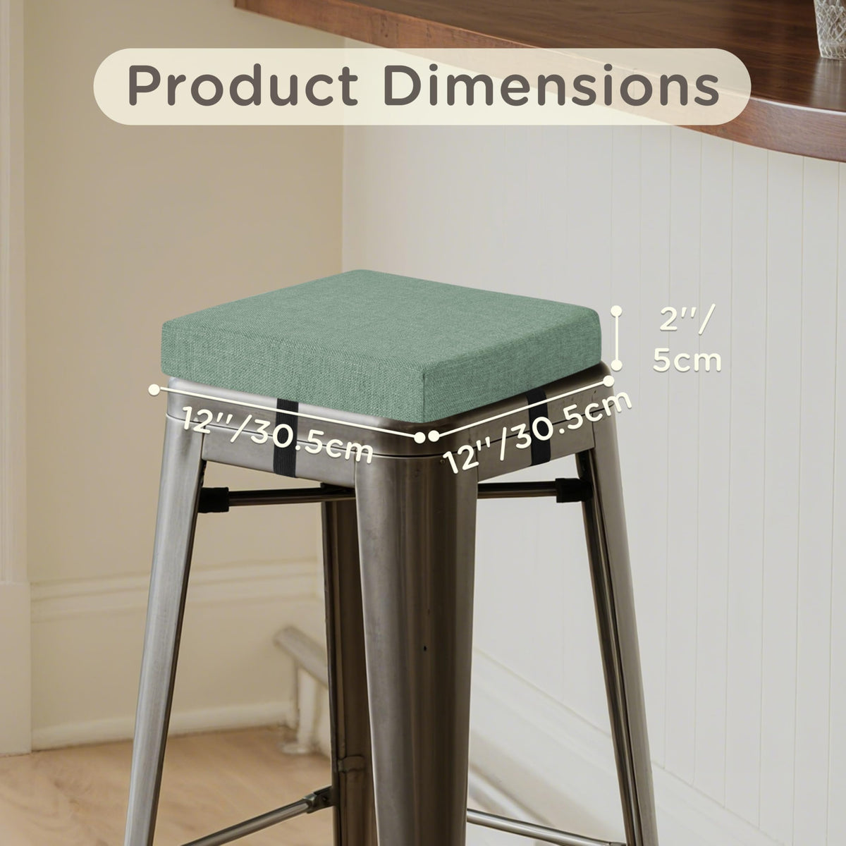 MineCozy Bar Stool Cushions Square 12" x 12" 1 Piece Sage Green - image 2