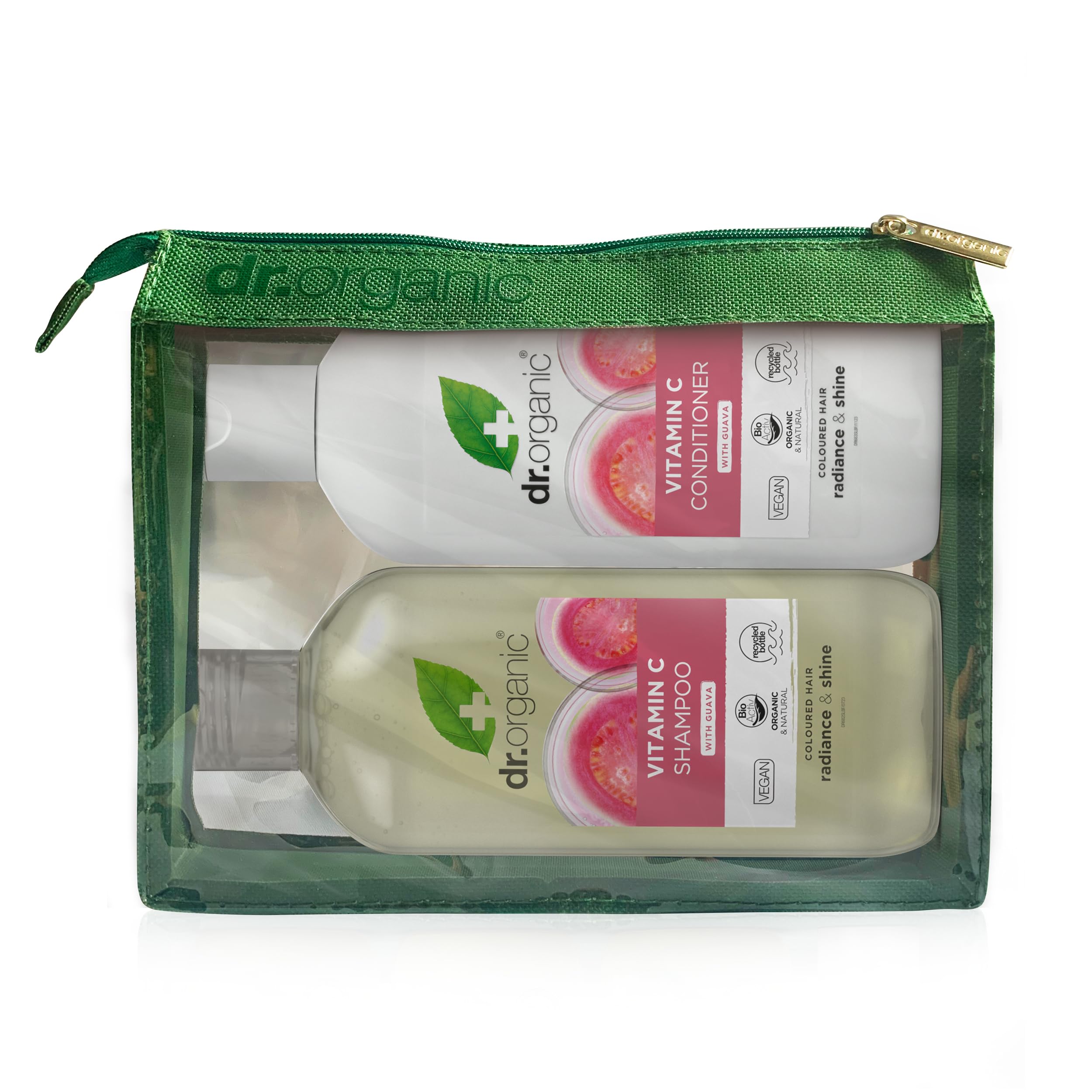 Dr Organic Vitamin C Guava Shampoo & Conditioner Set with Travel Bag