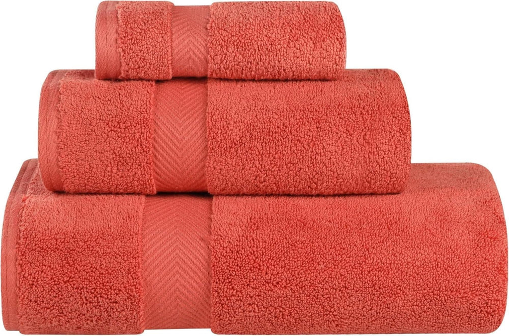 Superior Collection 100% Zero Twist Cotton Super Soft and Absorbent 3-Piece Towel Set, Brick - image 1